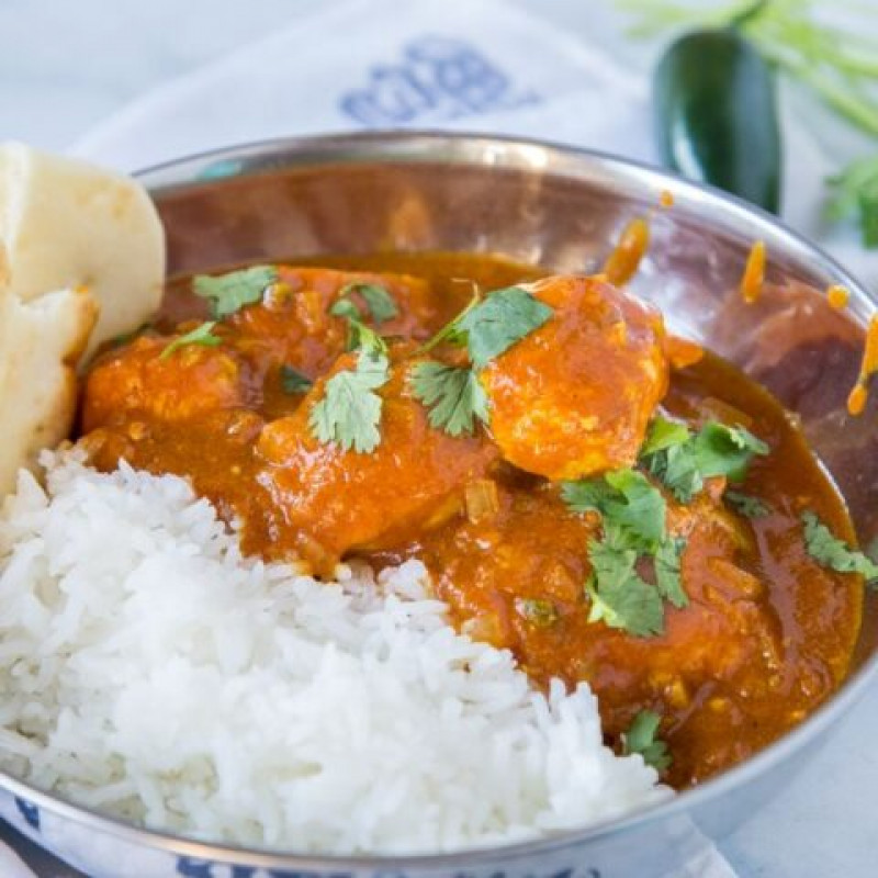 Chicken vindaloo + riso basmati